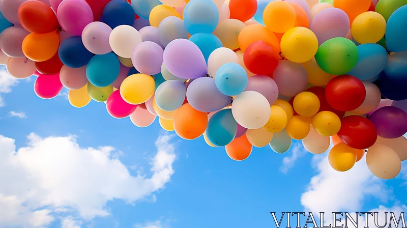 AI ART Colorful Balloons Flying in Blue Sky