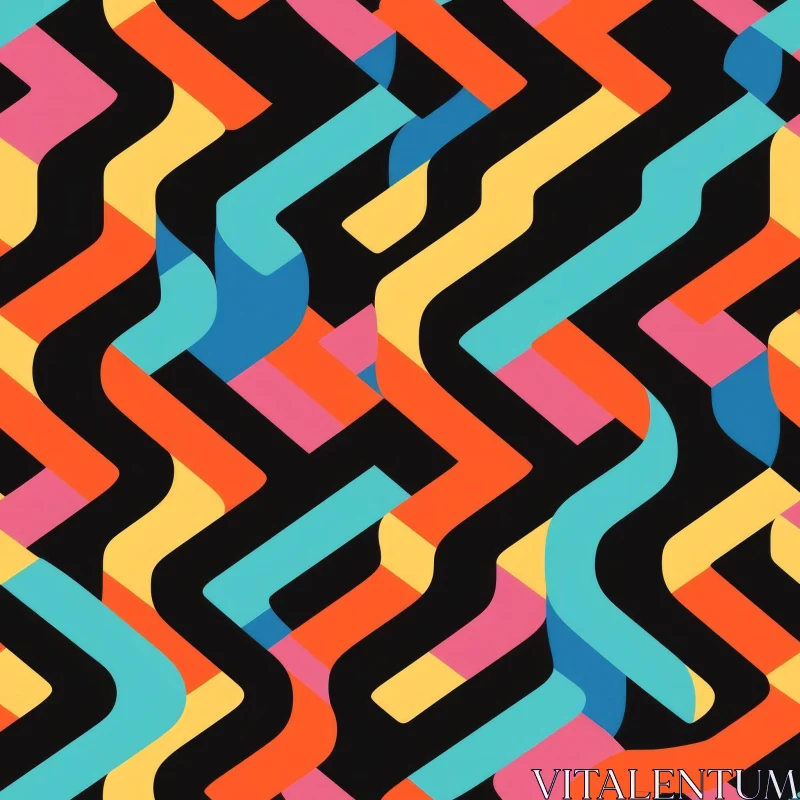 Colorful Geometric Pattern on Black Background AI Image