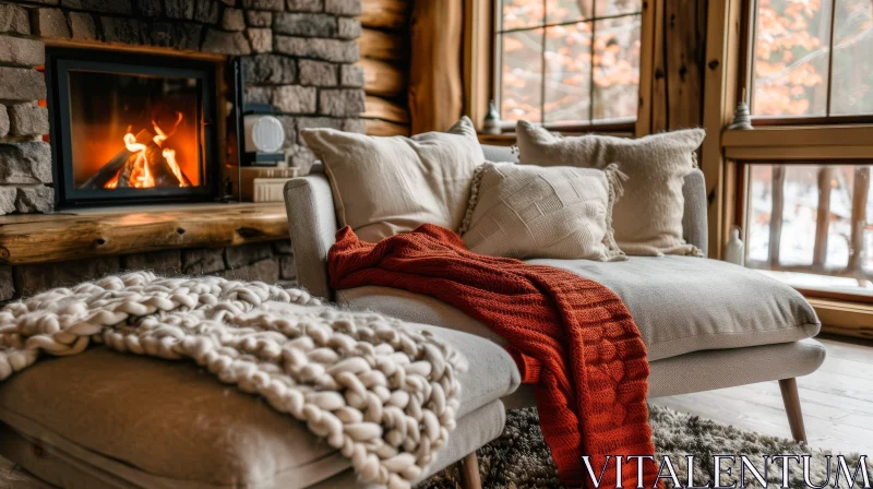 Cozy Living Room with Fireplace Decor AI Image