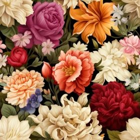 Elegant Floral Pattern - Roses, Lilies, Dahlias