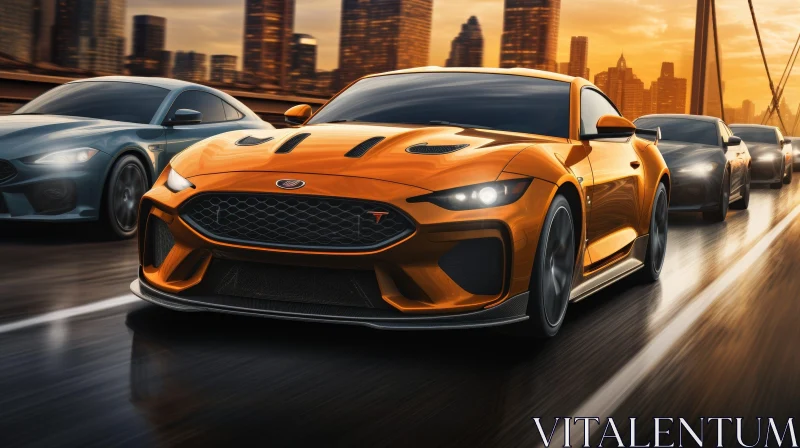 Ford Mustang Mach-E GT City Sunset Digital Rendering AI Image