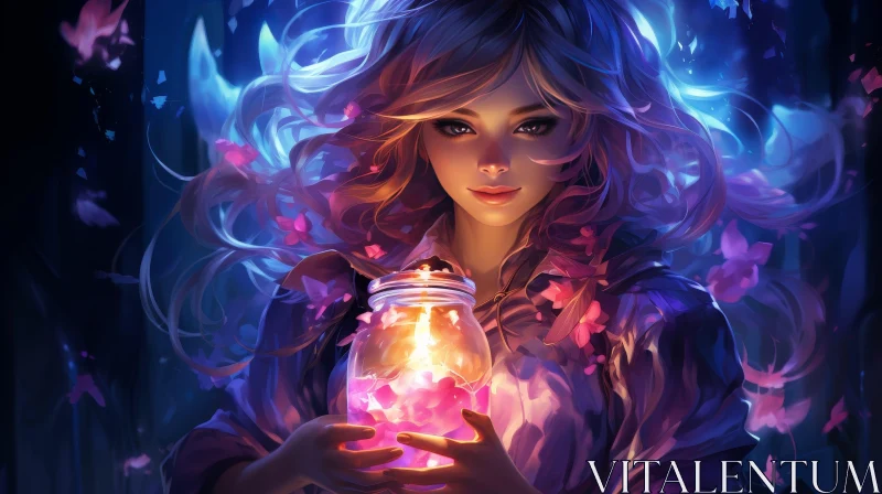 Young Woman Portrait with Candle AI Image
