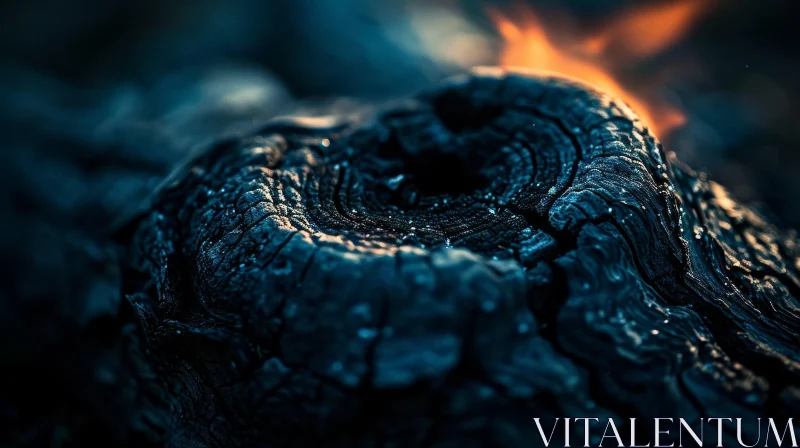 Abstract Close-Up of Burnt Wood: Mystery and Danger AI Image