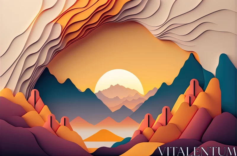 Captivating Sunset in the Mountains: Crystalline Forms and Fluid Compositions AI Image