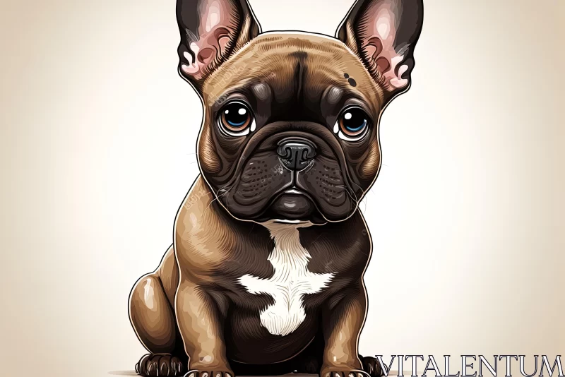 Cartoon French Bulldog Puppy in Hyper-Detailed Illustrations AI Image