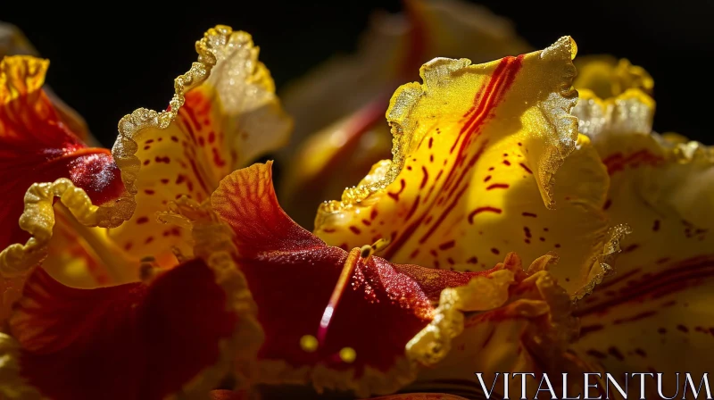 Close-up of a Stunning Flower with Red and Yellow Petals AI Image