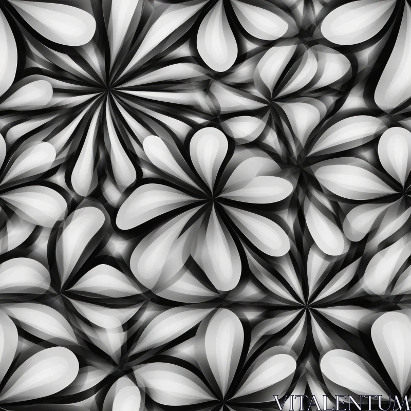Elegant Black and White Floral Pattern for Fabrics and Wallpapers AI Image