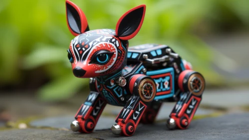 Mexican Folklore-Inspired Wooden Robot Deer Art