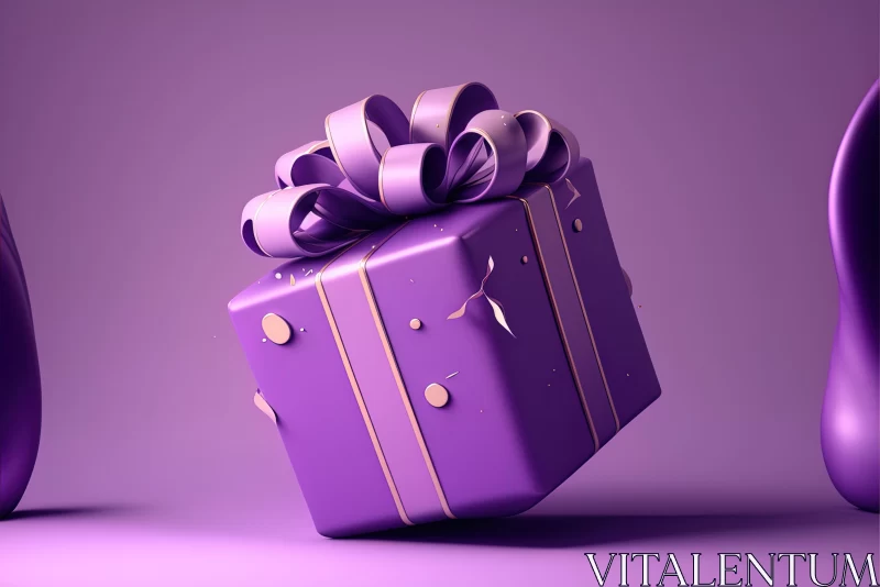 Purple Gift Box and Blob - Abstract Artwork AI Image