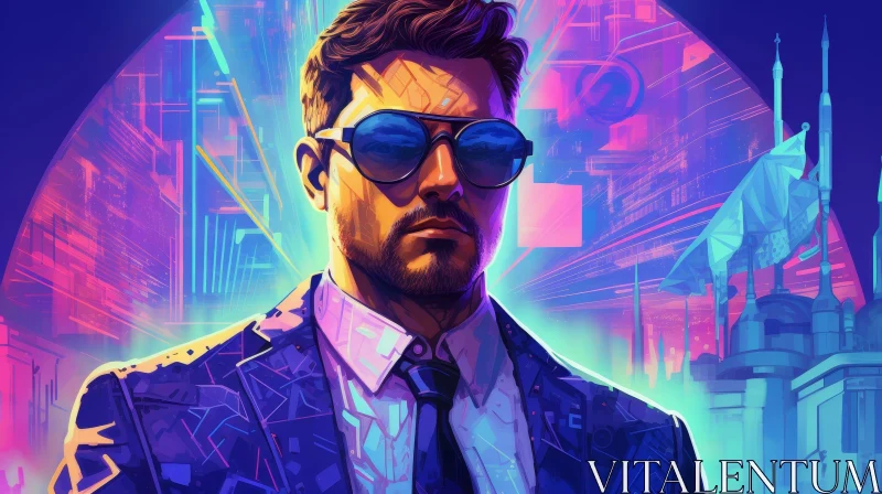 Serious Man Portrait with Sunglasses AI Image