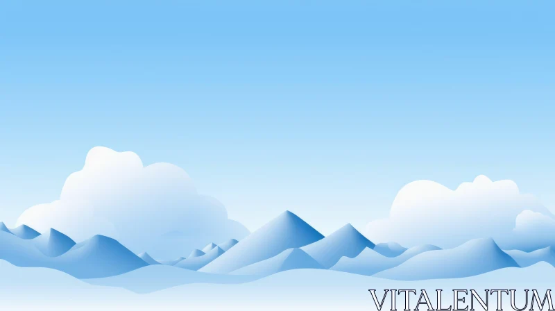 AI ART Snow-Capped Mountains Cartoon Landscape
