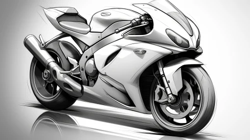 Sport Motorcycle Digital Sketch - Sleek Design