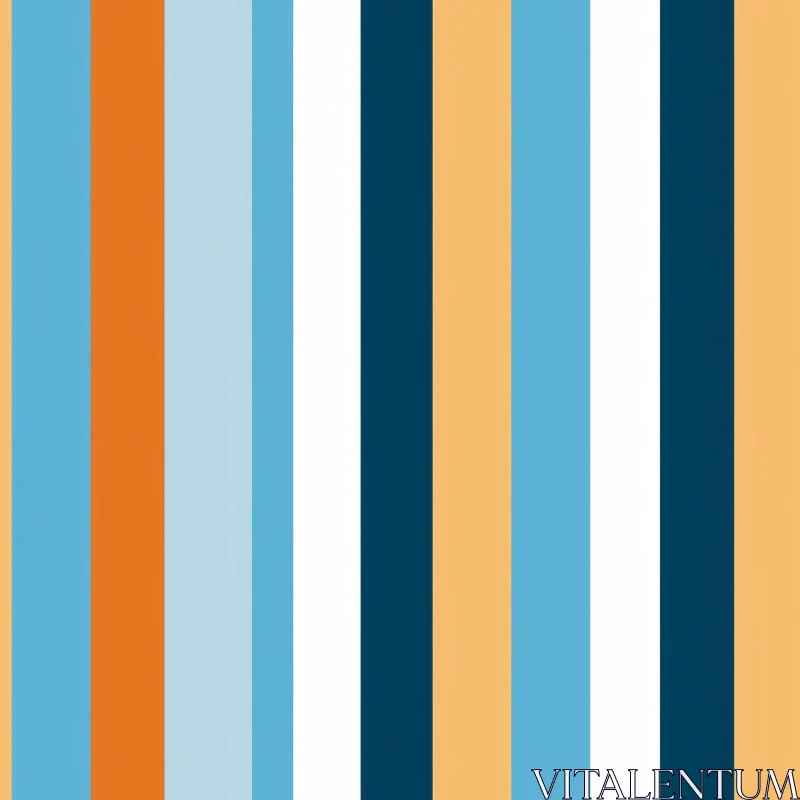 AI ART Vibrant Blue Orange White Vertical Stripes Pattern Design