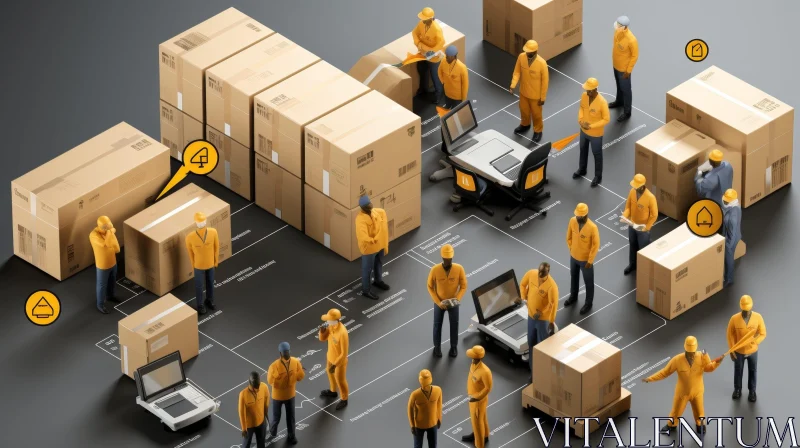 Warehouse Workers in Action - Industrial Scene AI Image