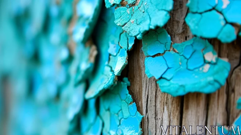 Weathered Wooden Surface with Blue Oil Paint AI Image