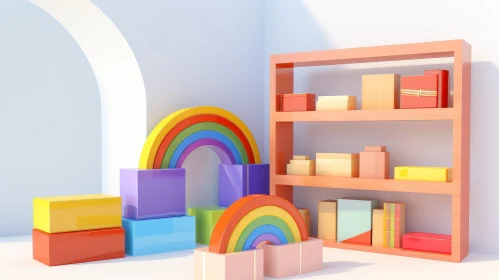 3D Room Rendering with Rainbow and Boxes