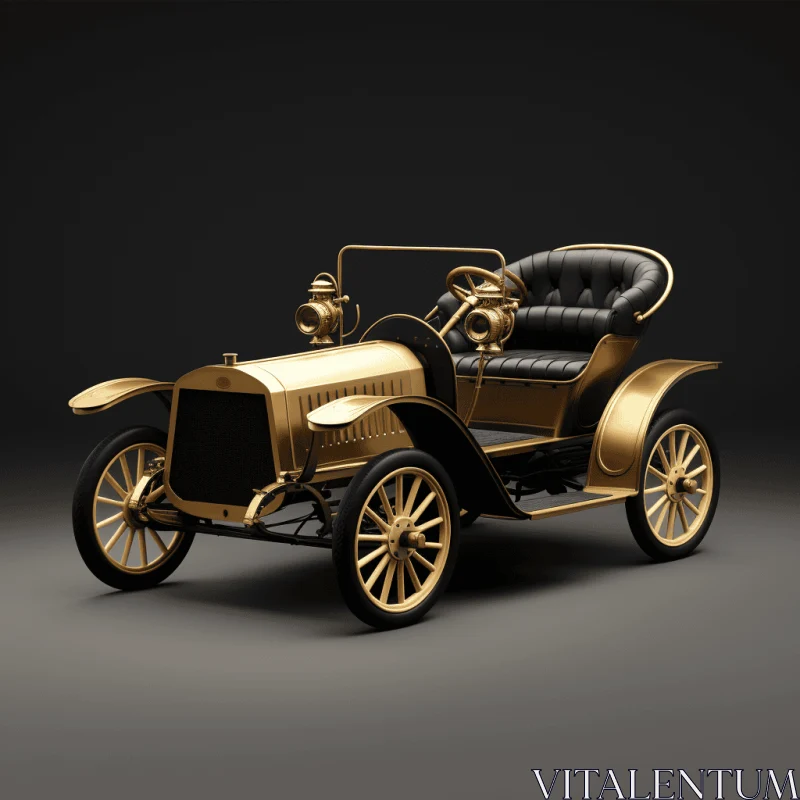 Antique Gold Vehicle: Industrial and Technological Rendering AI Image