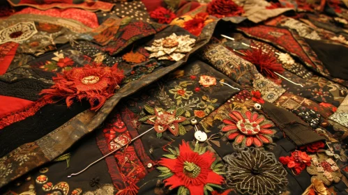 Colorful and Intricate Textile Artwork: A Close-Up View