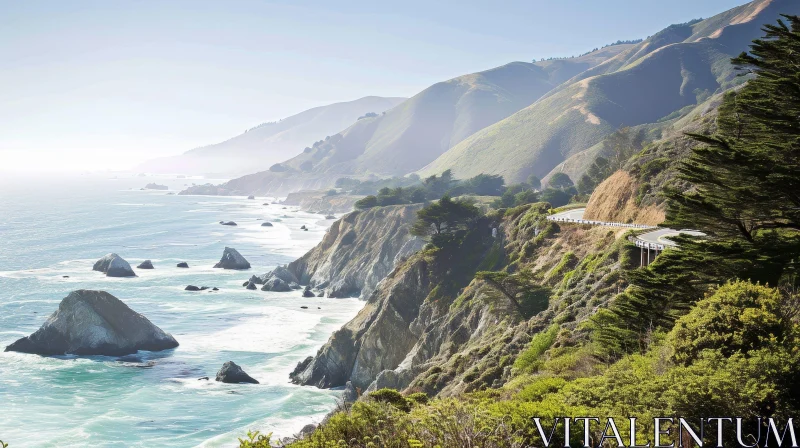 Scenic Pacific Coast Road - Nature's Beauty Captured AI Image
