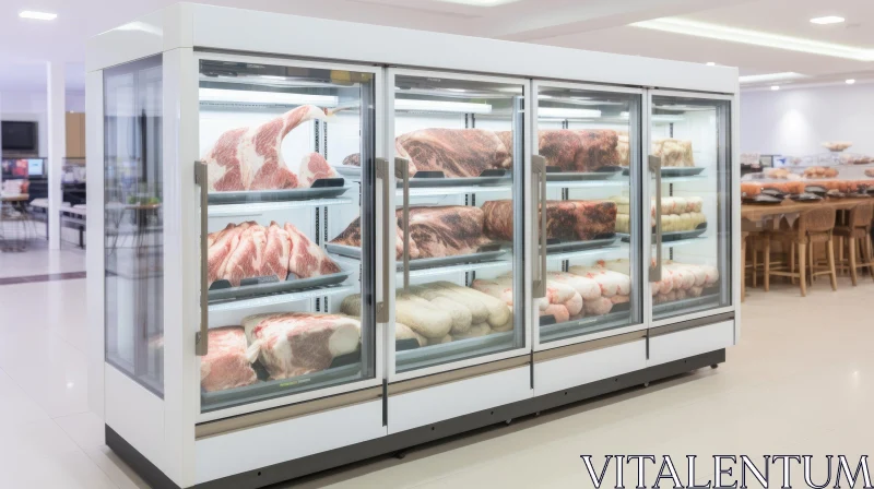 Supermarket Meat Display Case - Fresh Beef, Pork, Chicken AI Image