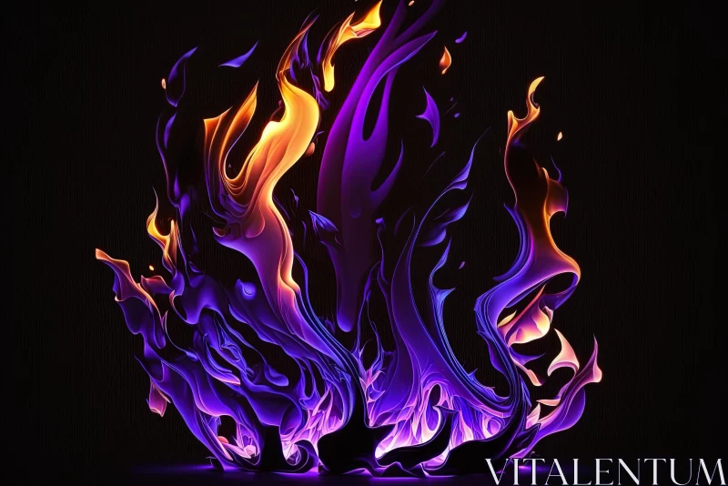 Captivating Flames in Black and Purple on Dark | Realistic Hyper-detailed Artwork AI Image