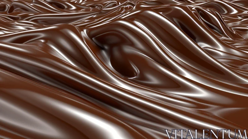 Close-Up of Smooth and Creamy Melted Chocolate | Reflective Surface AI Image
