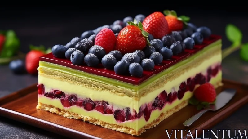 Delicious Cake with Fresh Berries - Dessert Delight AI Image