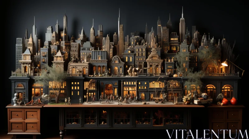 Intricate Art Deco Toy Cityscape Model Display AI Image
