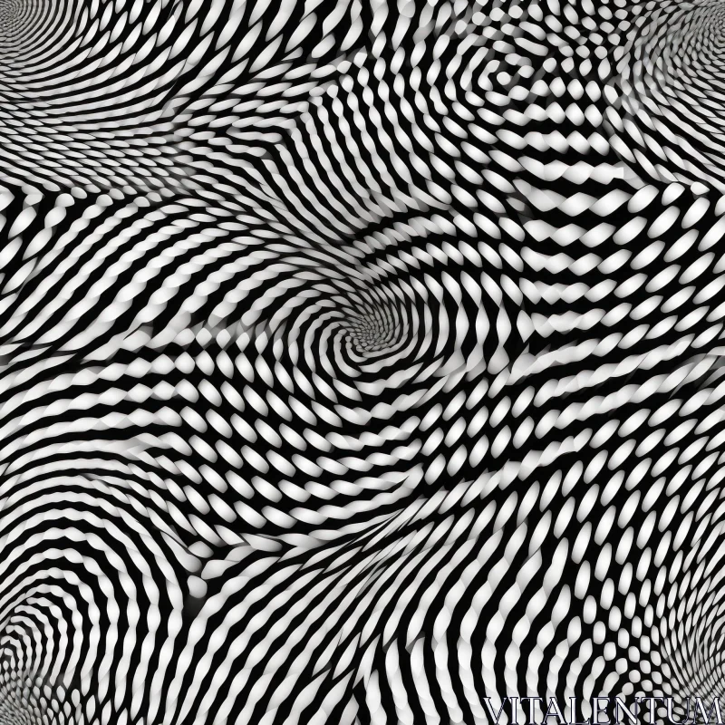 Op Art Pattern: Black and White Wavy Dotted Design AI Image