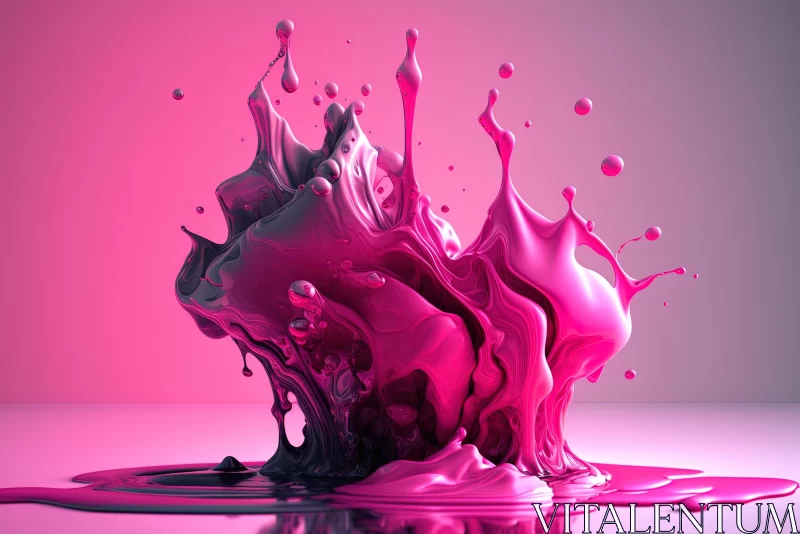 Pink Liquid Paint Splashing - Hyperrealistic Ambient Sculpture AI Image