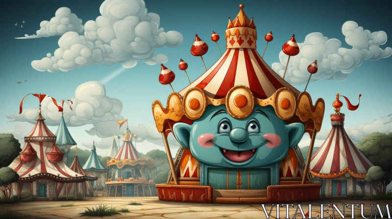 Whimsical Circus Tent Illustration AI Image