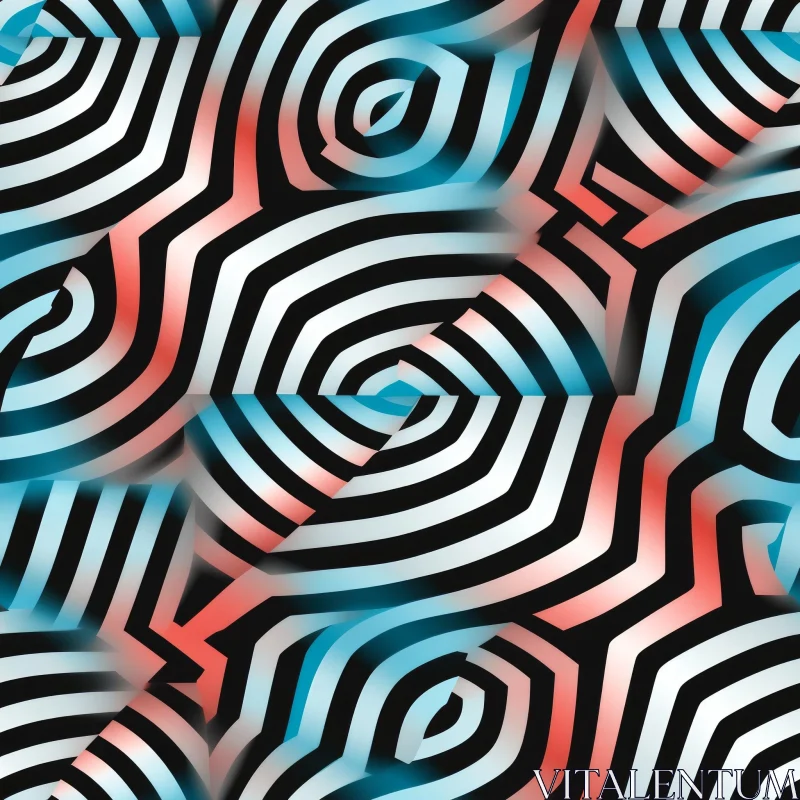 AI ART Blue and Red Waves Seamless Pattern | Grid Formation