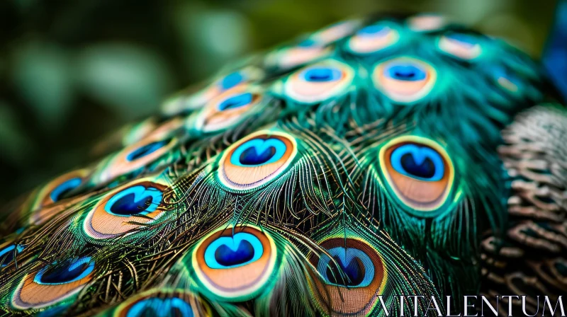 Close-Up of Vibrant Peacock Feathers | Macro Photography AI Image