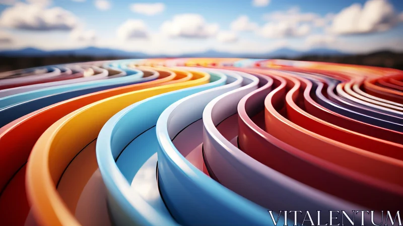 Colorful Curved Shapes - Abstract Art AI Image