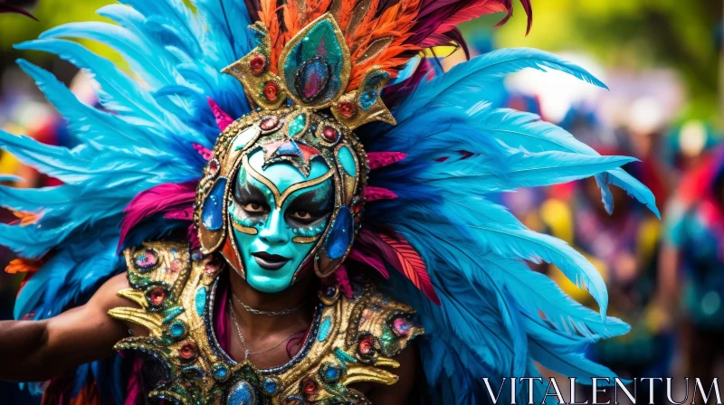 Colorful Festival Costume and Mask AI Image
