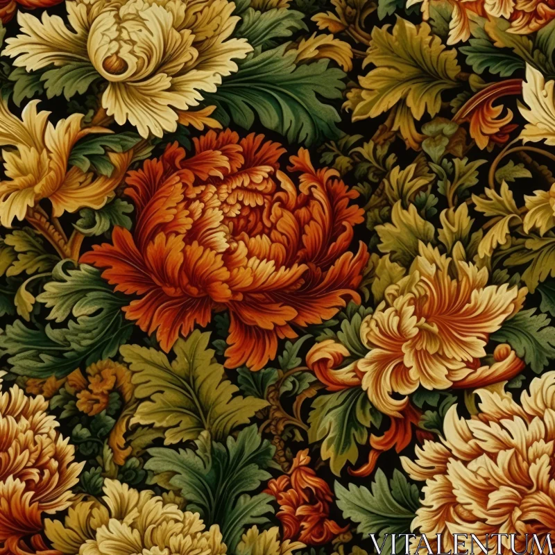 Colorful Flower Pattern on Dark Background AI Image