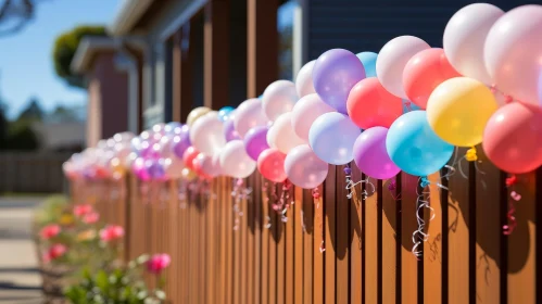 Enchanting Wooden Fence with Colorful Balloons