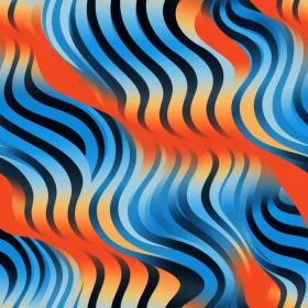 Vivid Abstract Wavy Background in Orange, Blue, and Black