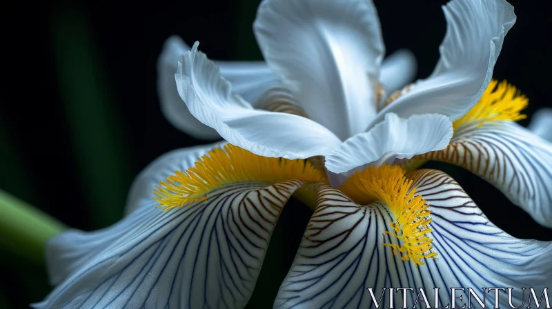 Close-up of a Delicate White Iris Flower | Floral Photography AI Image