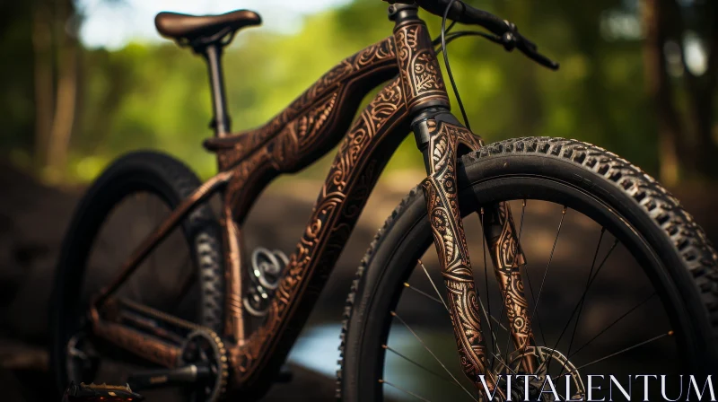 Custom-Made Mountain Bike with Celtic Knotwork Designs AI Image