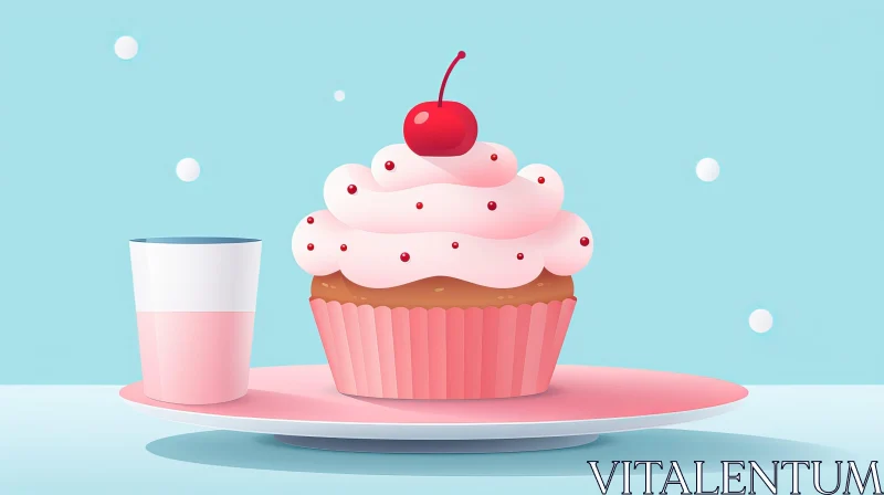 AI ART Delicious Cupcake and Milk 3D Rendering