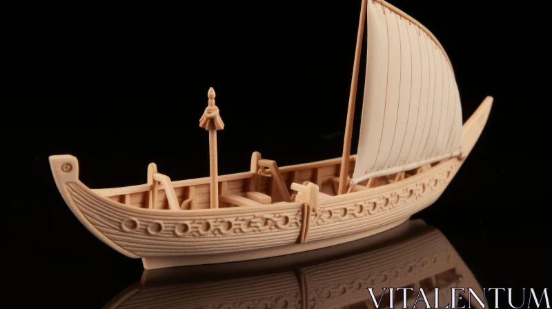 Detailed 3D Viking Ship Model AI Image