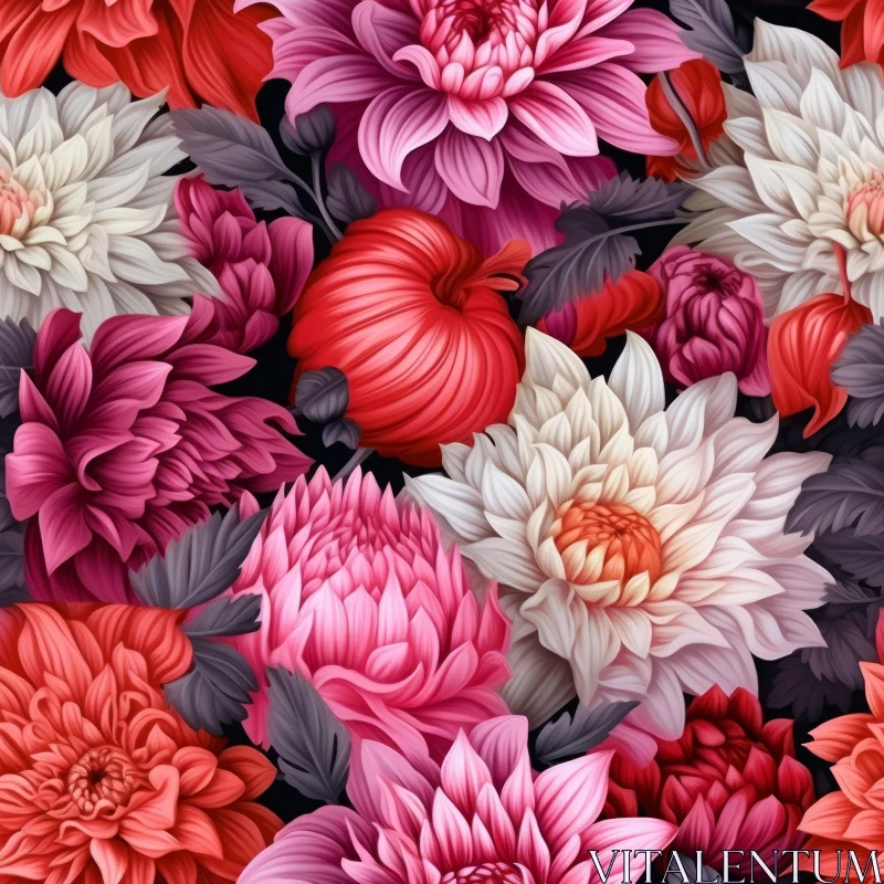 Elegant Floral Pattern - Dark Background AI Image