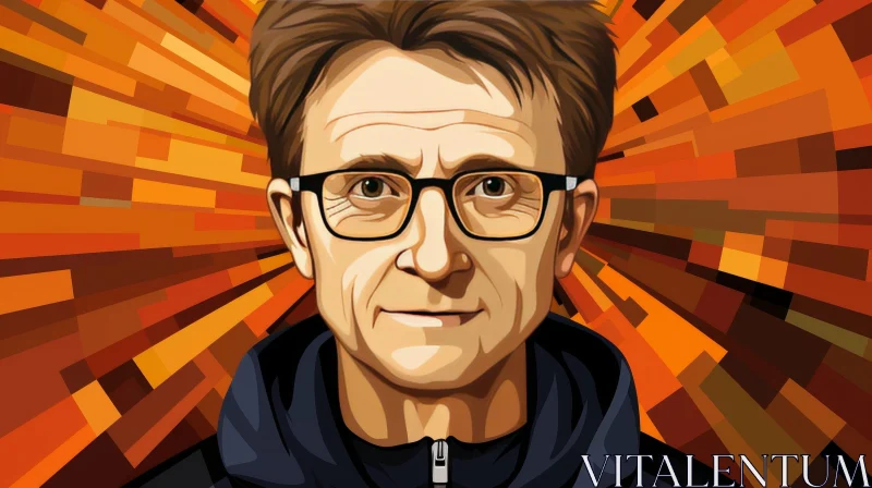 AI ART Friendly Man Portrait on Orange Background
