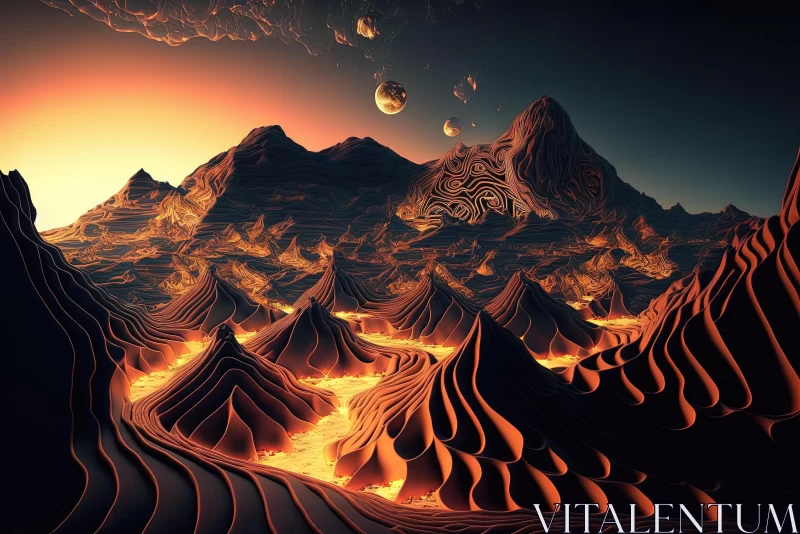 Futuristic Landscape: A Burning Atmosphere with Accurate Topography AI Image