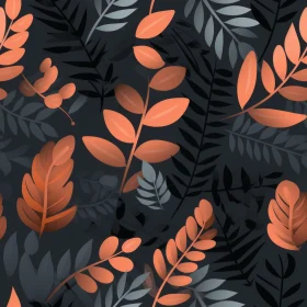 Orange and Blue Leaves Seamless Pattern