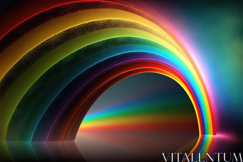 AI ART Rainbow on Dark Background: Curved Mirrors and Layered Compositions