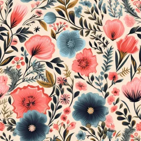 Romantic Floral Pattern on Beige Background