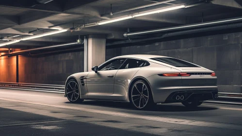 White Porsche 911 Carrera 4S Night Shot in Underground Parking Garage