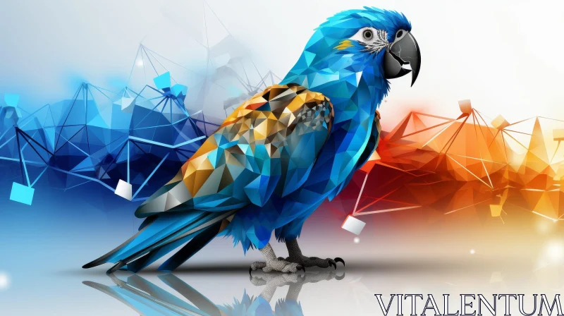 Blue and Yellow Macaw Parrot Digital Painting AI Image